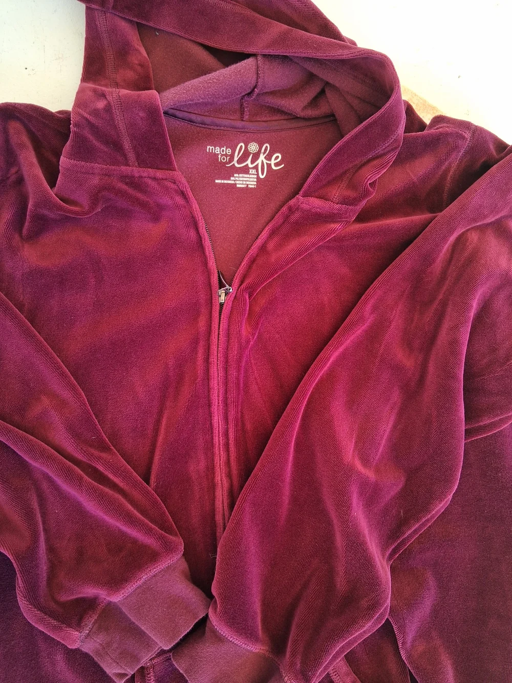 Made For Life .. Velour Zip-Front Lounge Set in Burgundy